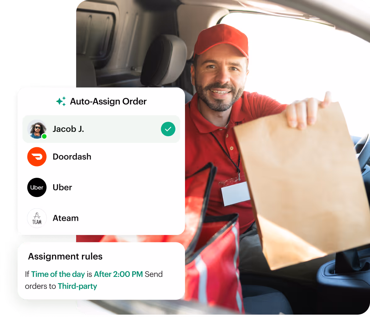 Shipday auto-assigning an order to a driver or an on-demand courier based on dispatch rules