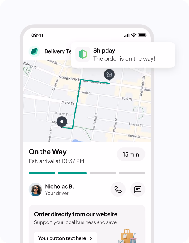 Live delivery tracking on a phone with the driver’s route and arrival time